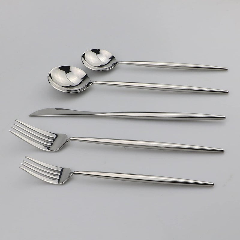 JANKNG 20-Pieces 18/10 Stainless Steel Silverware Set, Mirror Polishing SilverFlatware Set , Kitchen Knife Fork Spoon Utensils, Service for 4 - Image 3